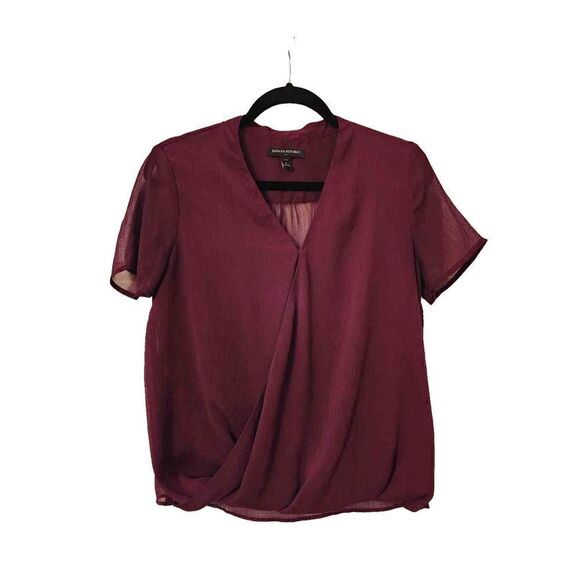 Banana Republic drapey v-neck short sleeve sheer top size petite small - Picture 1 of 7